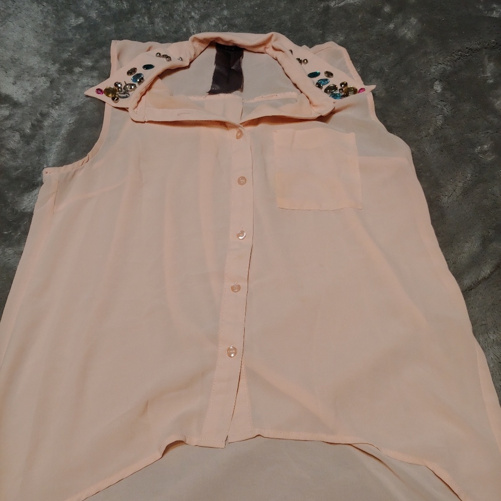 Button-Up, See-Through Blouse
